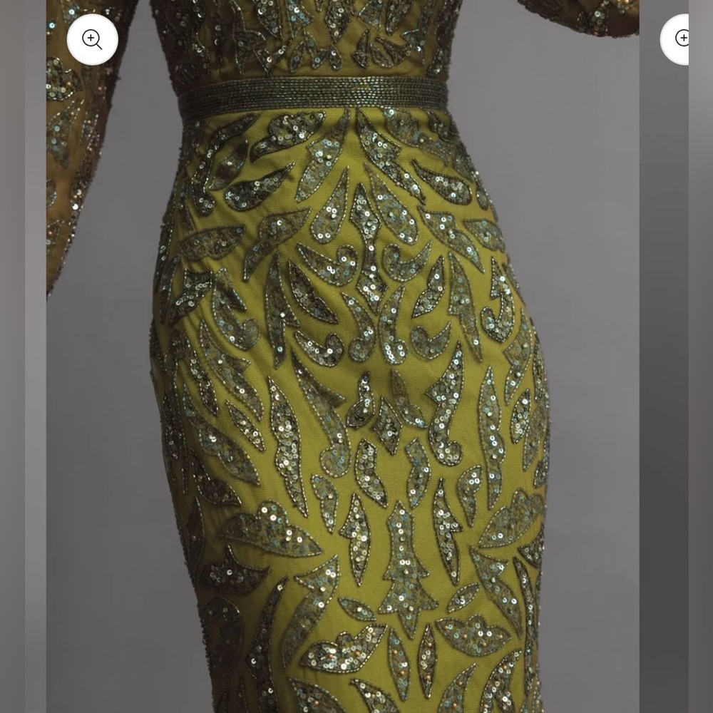 NWT Mac Duggal  5124 Green/Olive
Beaded Long Sleeve Evening Gown 8 - Picture 3 of 14